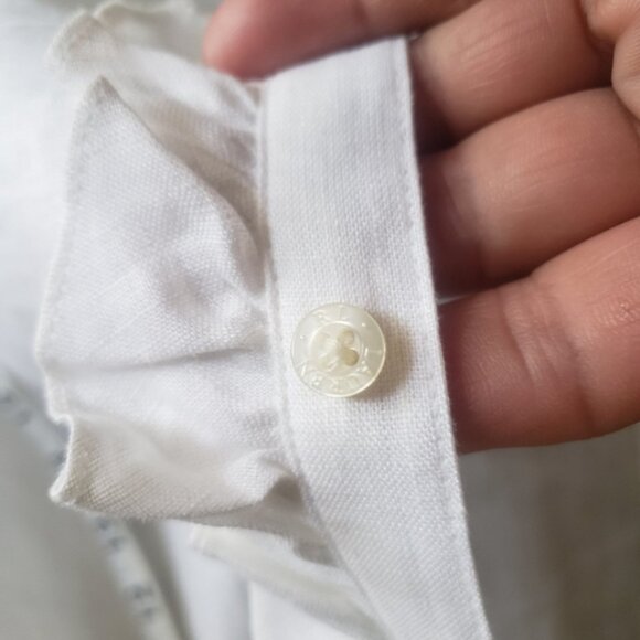 Lauren Ralph Lauren 100 Linen White Blouse button up - Picture 9 of 10